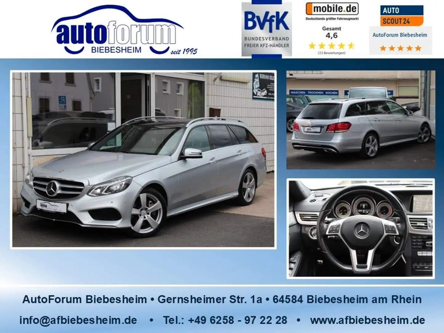 Mercedes-Benz E 350 E350 CDI AMG-Line Distronic-Plus*AHK*Pano*Kamera Silber - 1