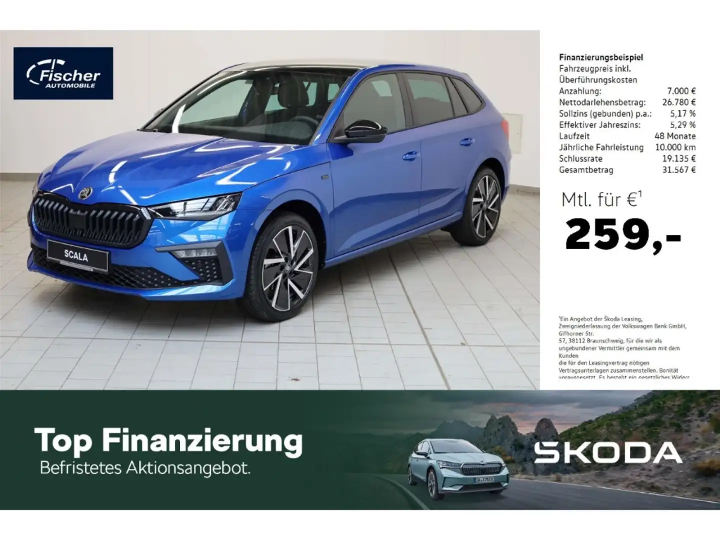 Skoda Scala 1.0 TSI Tour Blau - 1