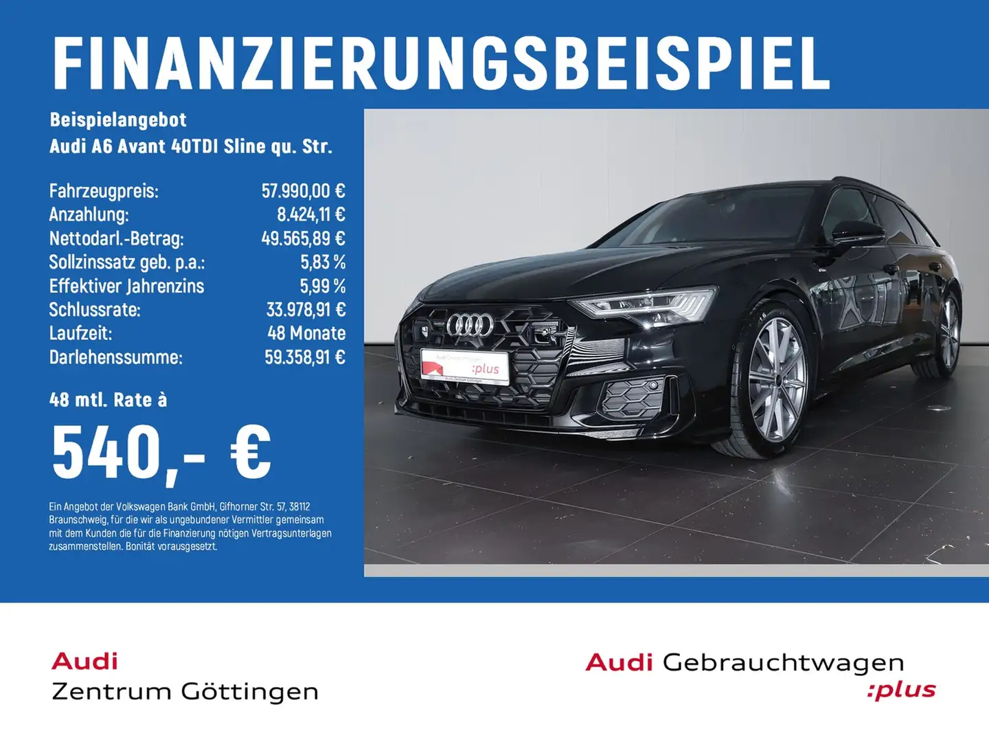 Audi A6 Avant 40TDI Sline qu. Str. MATRIX+HEAD UP+AHK Schwarz - 2