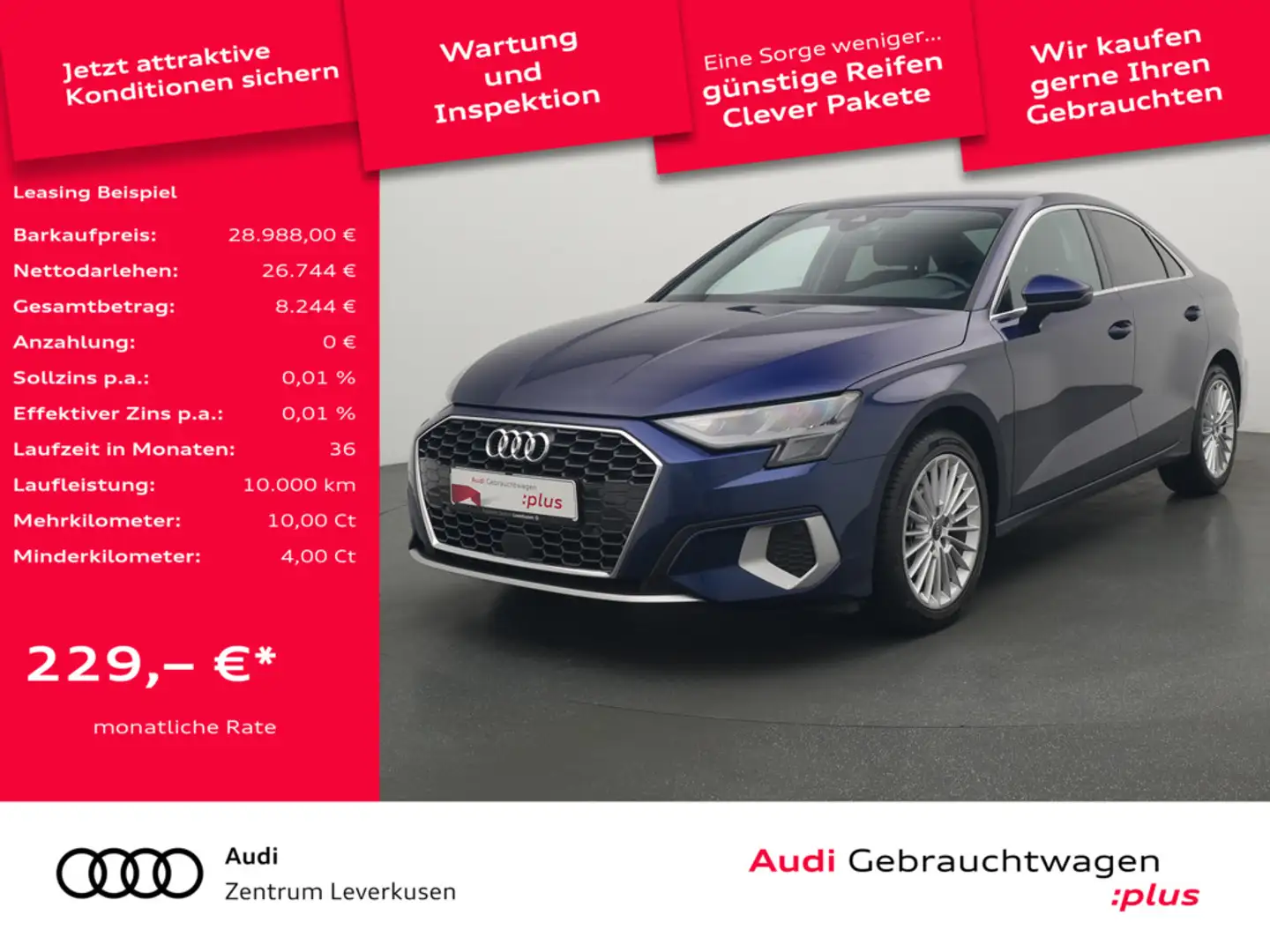 Audi A3 Limousine advanced S-TRON VIRT LED CARPLAY Blau - 1