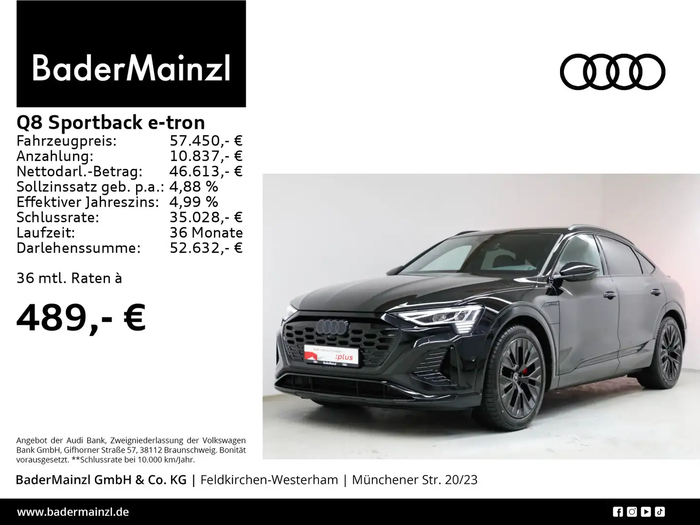 Audi Q8 e-tron Q8 e-tron Sportback 50 quattro S line Matrix 360 Negro - 1