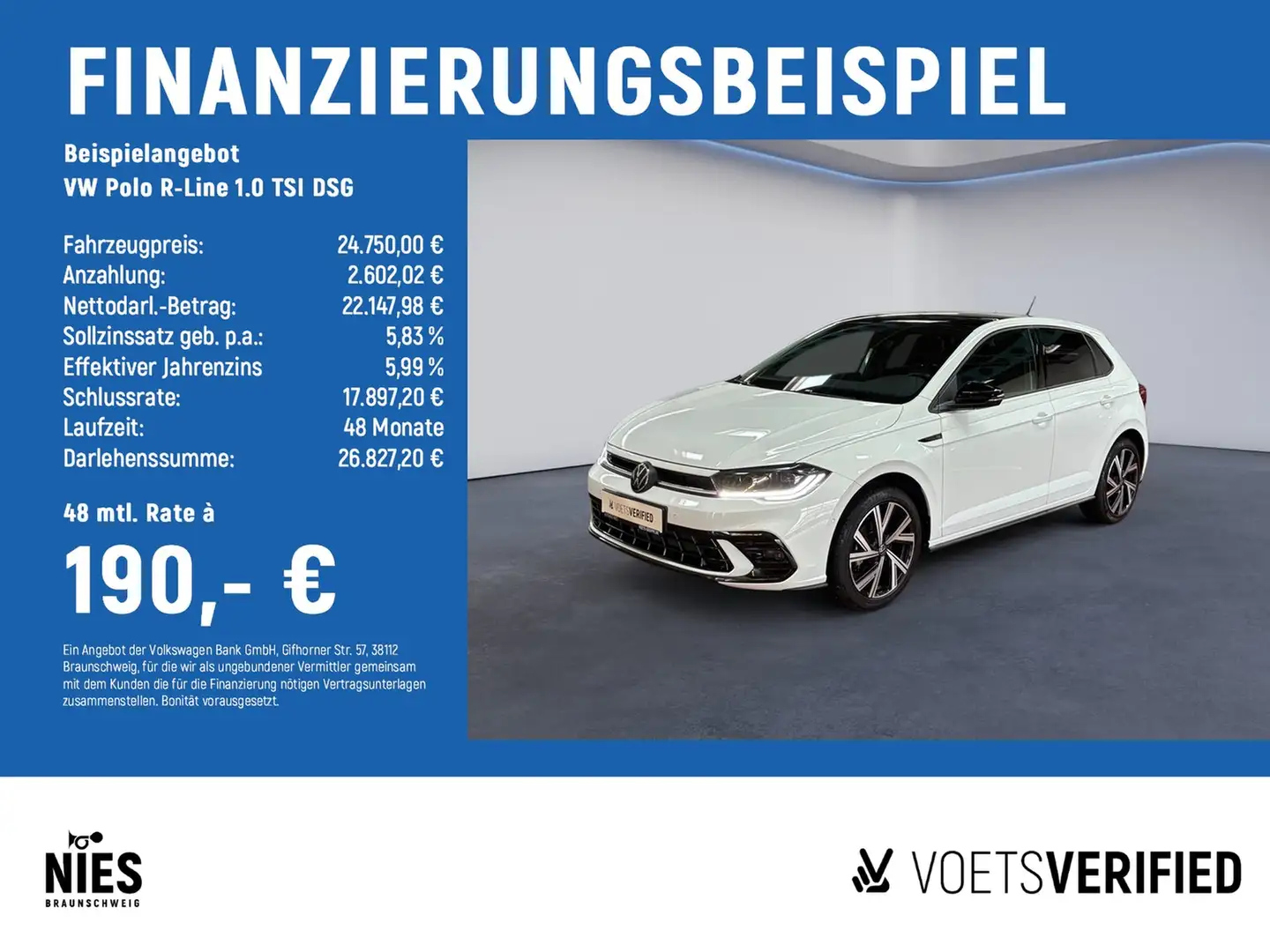 Volkswagen Polo R-Line 1.0 TSI DSG NAVI+ACC+MATRIX-LED Weiß - 2