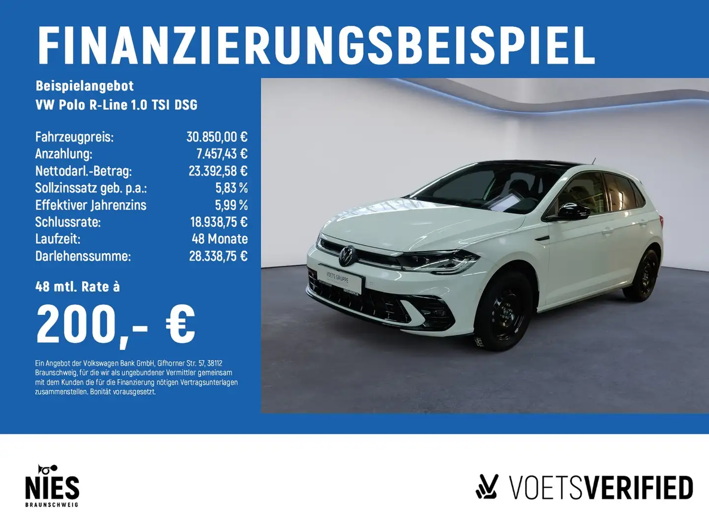 Volkswagen Polo R-Line 1.0 TSI DSG NAVI+ACC+MATRIX-LED Weiß - 2