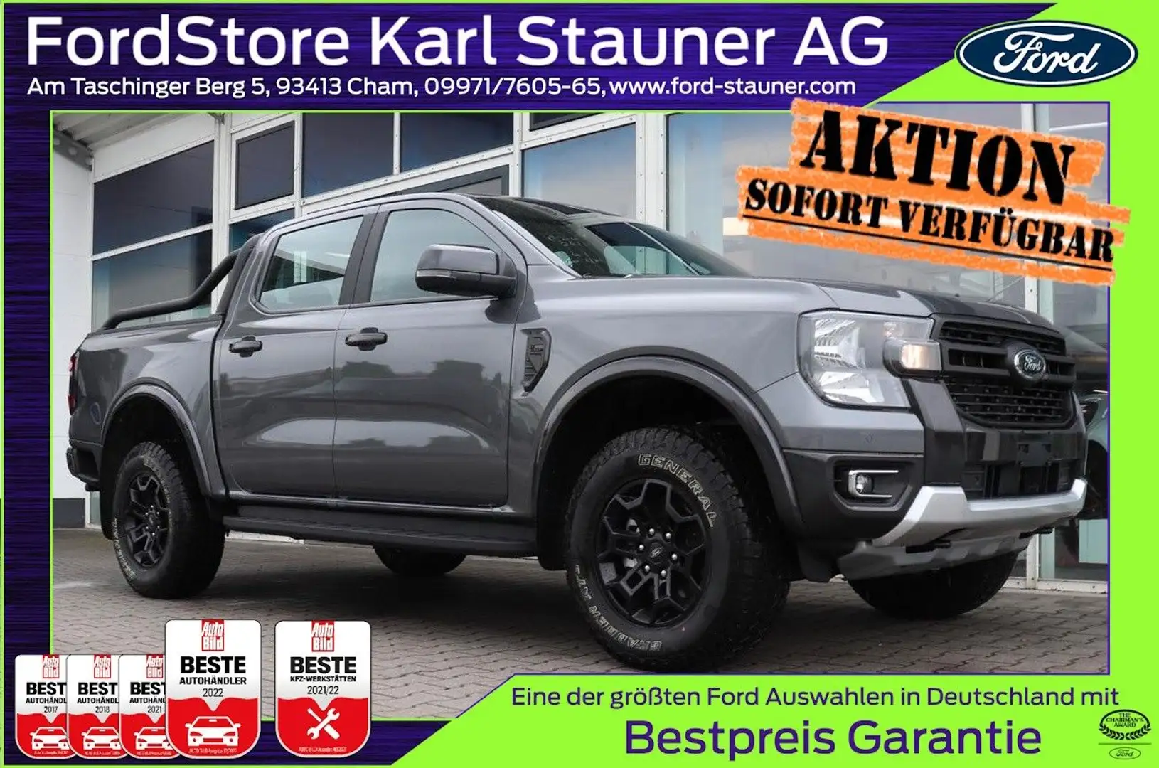 Ford Ranger Tremor DOKA EcoBl. ACC 3,99% FIN* AHK Gris - 1