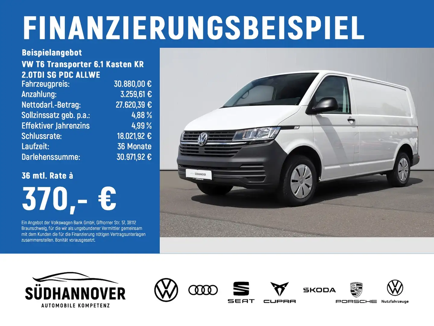 Volkswagen T6 Transporter 6.1 Kasten KR 2.0TDI SG PDC ALLWE Blanc - 2
