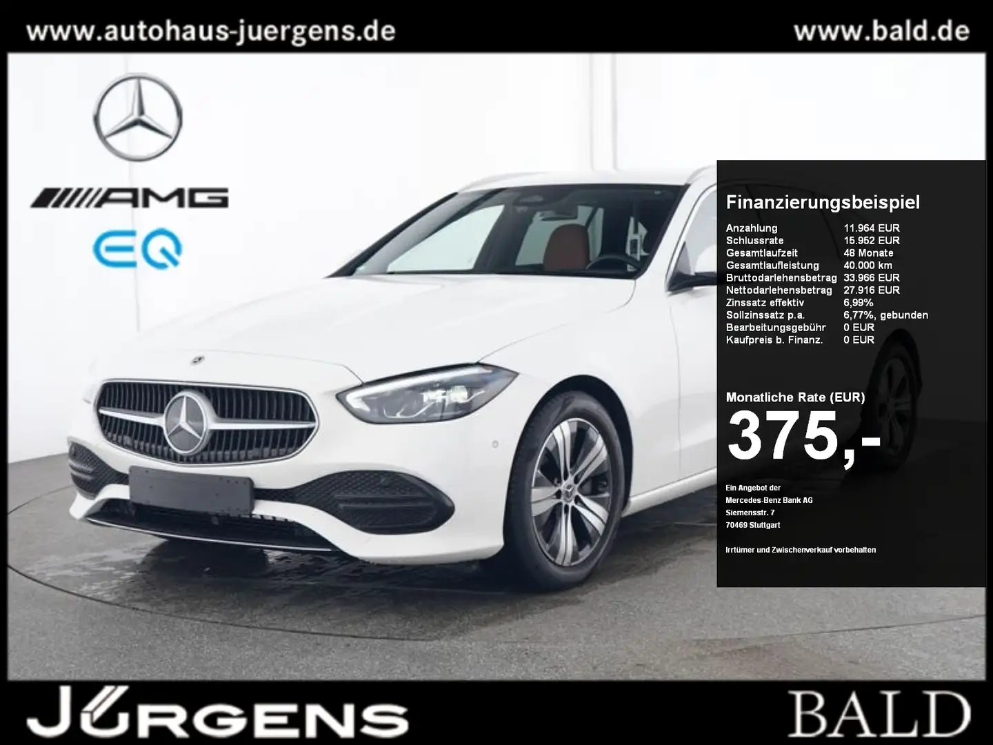 Mercedes-Benz C 200 d T Avantgarde/Wide/LED/AHK/Totw/Memo/Easy Weiß - 1