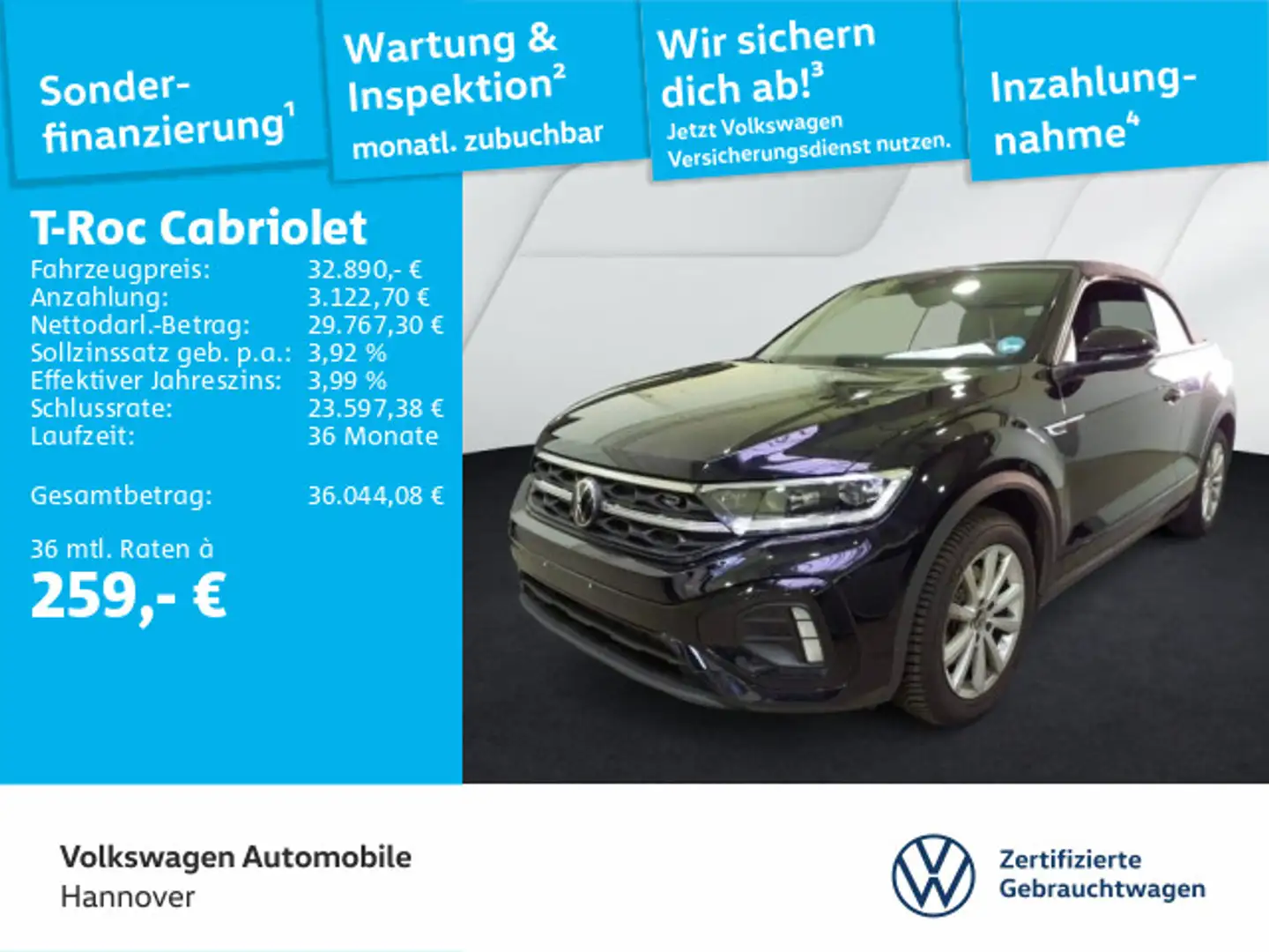 Volkswagen T-Roc 1.5 TSI DSG R-Line Navi LED-Matr Schwarz - 1