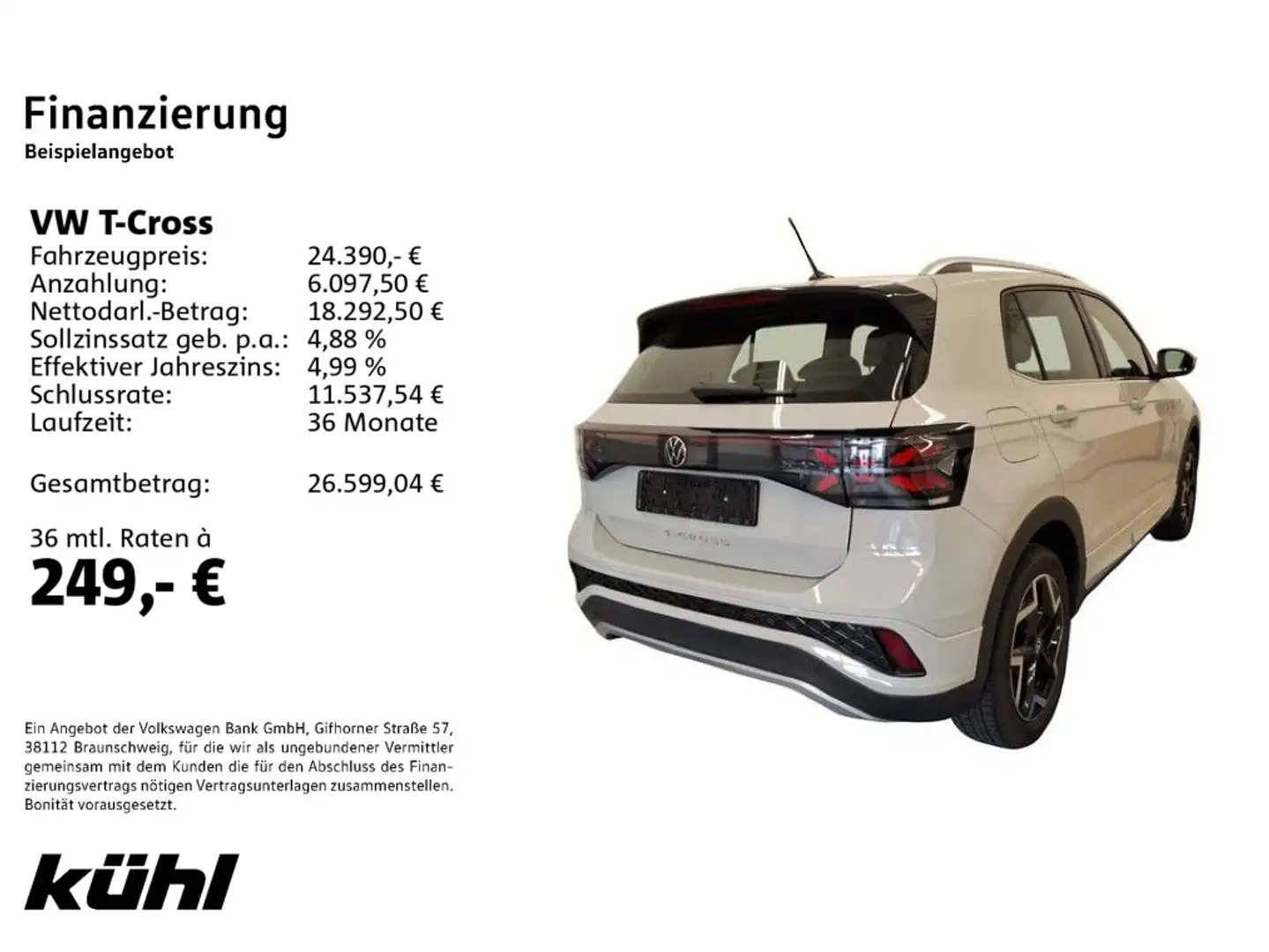 Volkswagen T-Cross 1.0 TSI R line IQ.Light/ACC/App/Navi Grau - 2