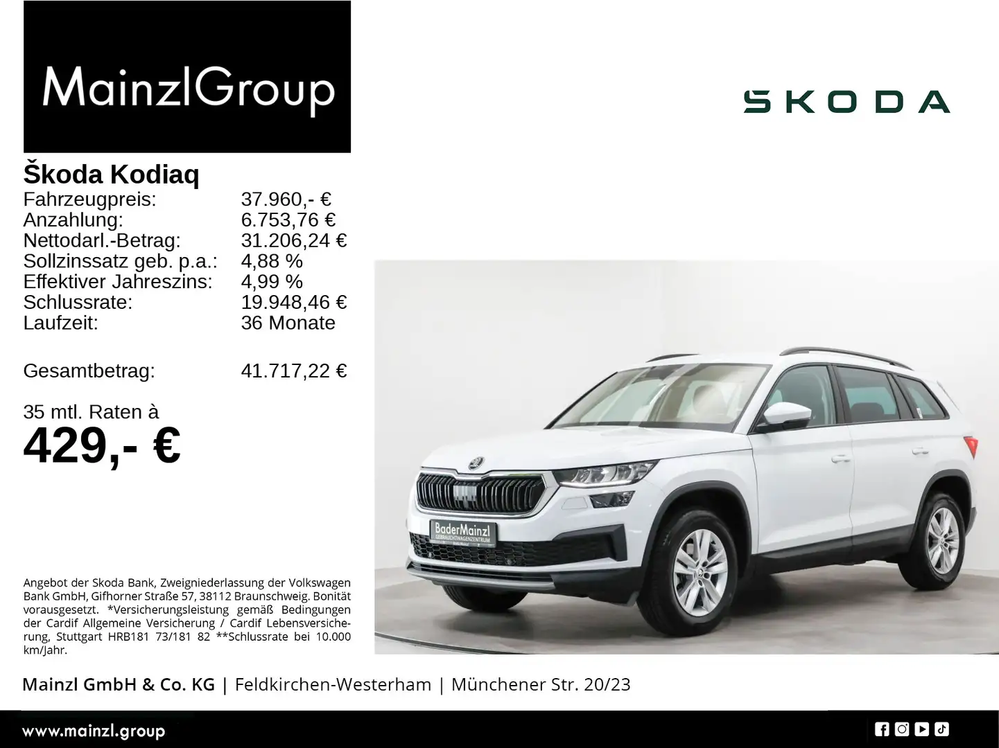 Skoda Kodiaq 1.5 TSI DSG SHZ Kam. AHK ACC Virtual Weiß - 1