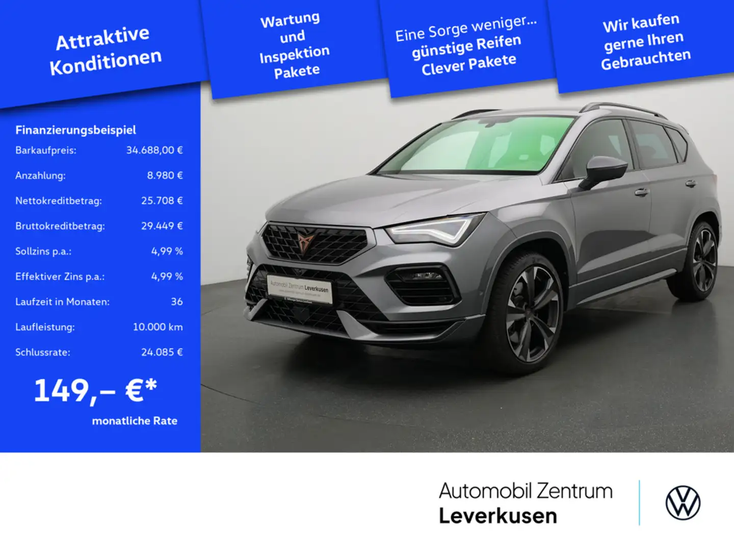 CUPRA Ateca VZ DSG MEMORY LEDER AHK NAVI VIRT KAM 3 Grau - 1