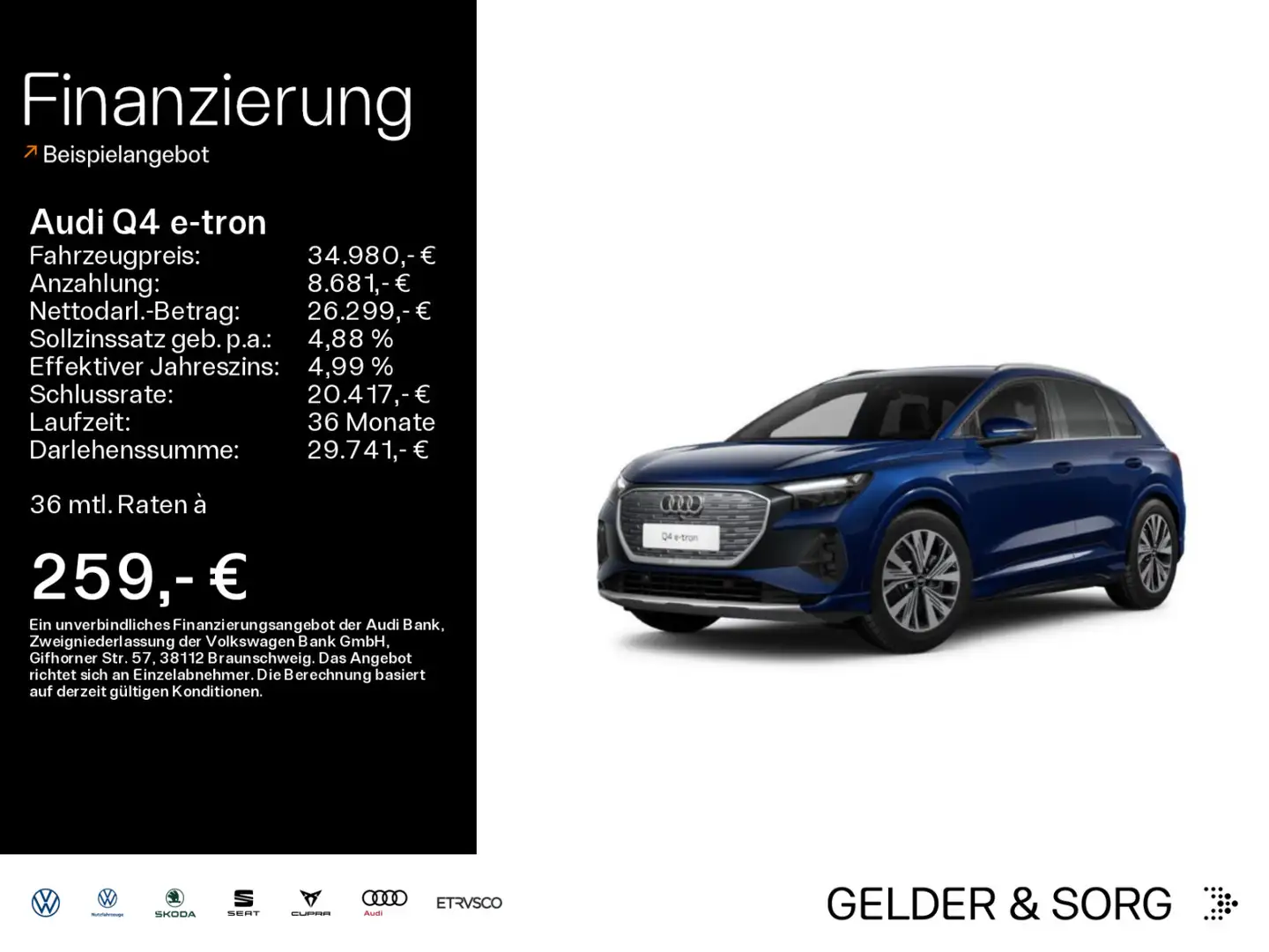 Audi Q4 e-tron 40 Int. S line*RFK*ACC*Navi*SZH Blau - 1