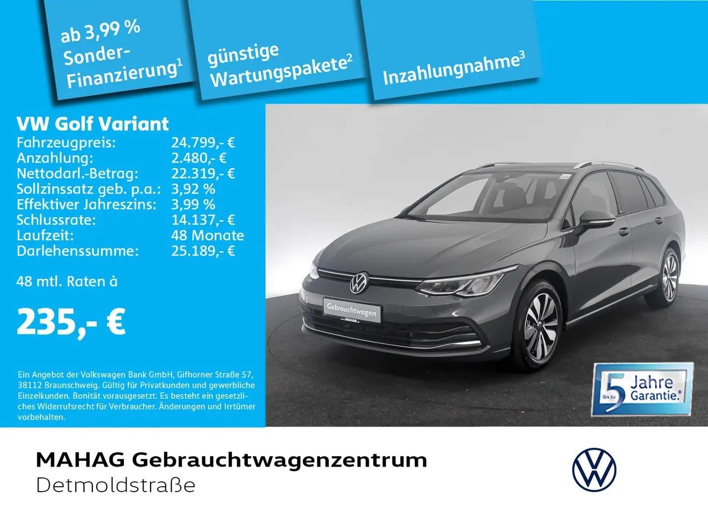 Volkswagen Golf Variant Golf VIII Variant 1.0 TSI MOVE Navi LED Standhz Grau - 1