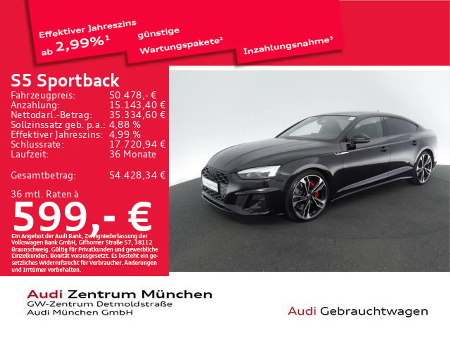Audi S5 TDI qu. tiptr. Pano/B&O/Matrix Schwarz - 1