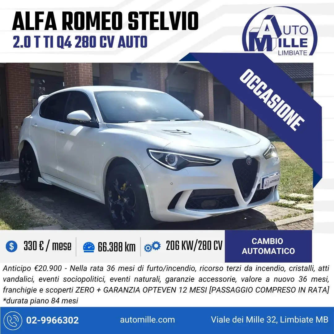 Alfa Romeo Stelvio 2.0 t Ti Q4 280cv auto Bianco - 1