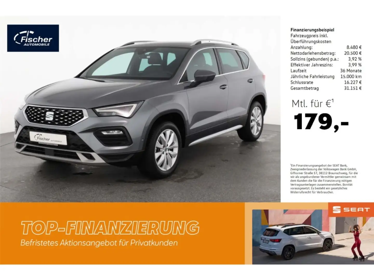SEAT Ateca 1.5 TSI DSG Xperience NAV/ACC/RFK/VIRTUAL Grau - 1