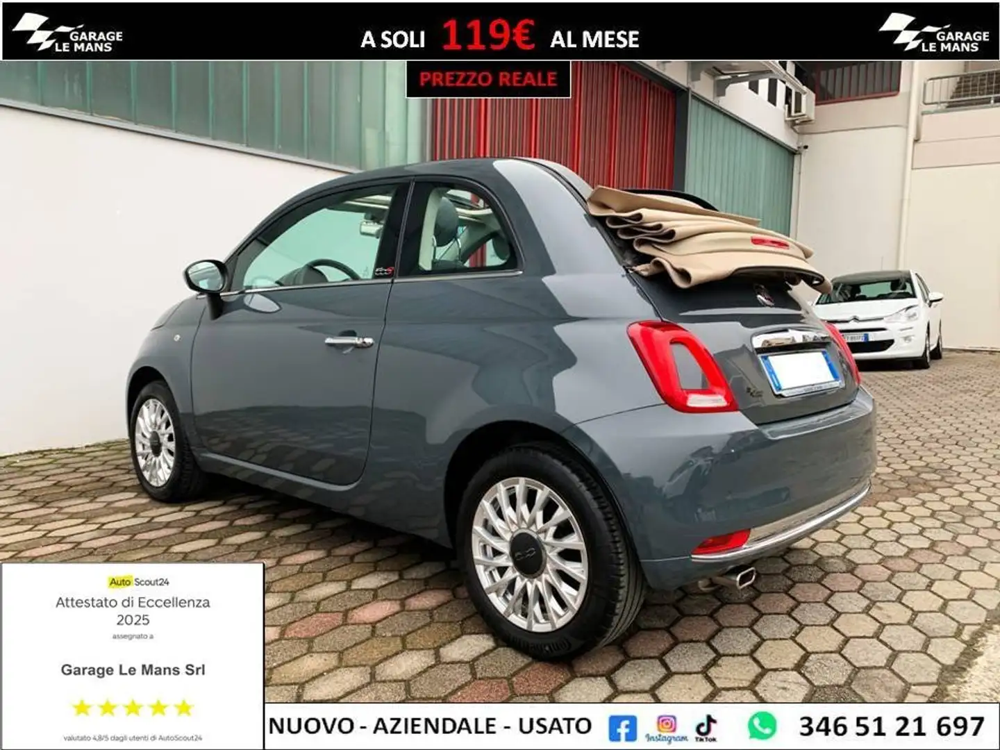 Fiat 500C 1.2 LOUNGE NAVI CRUISE LED PDC Grau - 1