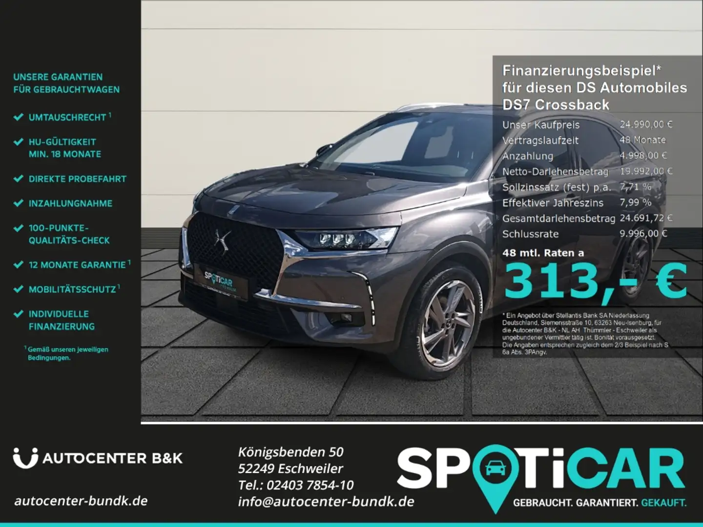 DS Automobiles DS 7 Crossback PureTech 180 Aut. Bastille+ Rückfahrkamera Navi LE Grau - 1