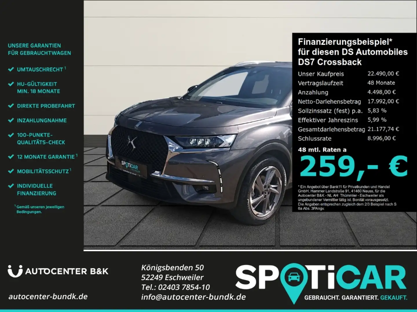 DS Automobiles DS 7 Crossback PureTech 180 Aut. Bastille+ Rückfahrkamera Navi LE Grau - 1