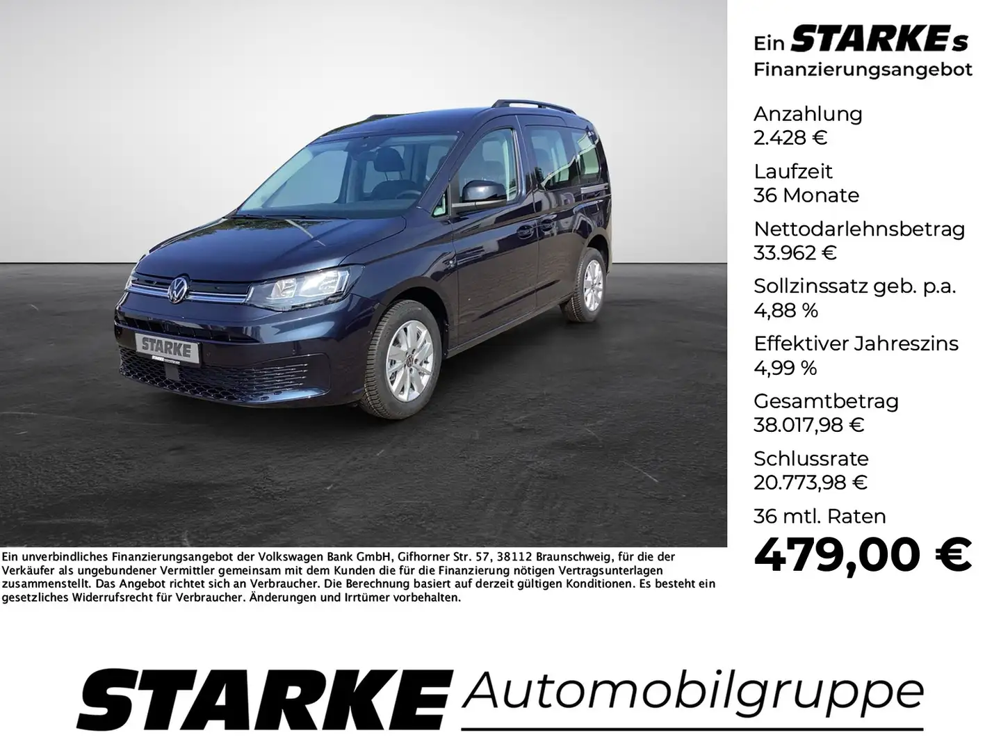 Volkswagen Caddy 2.0 TDI DSG Life Blau - 1