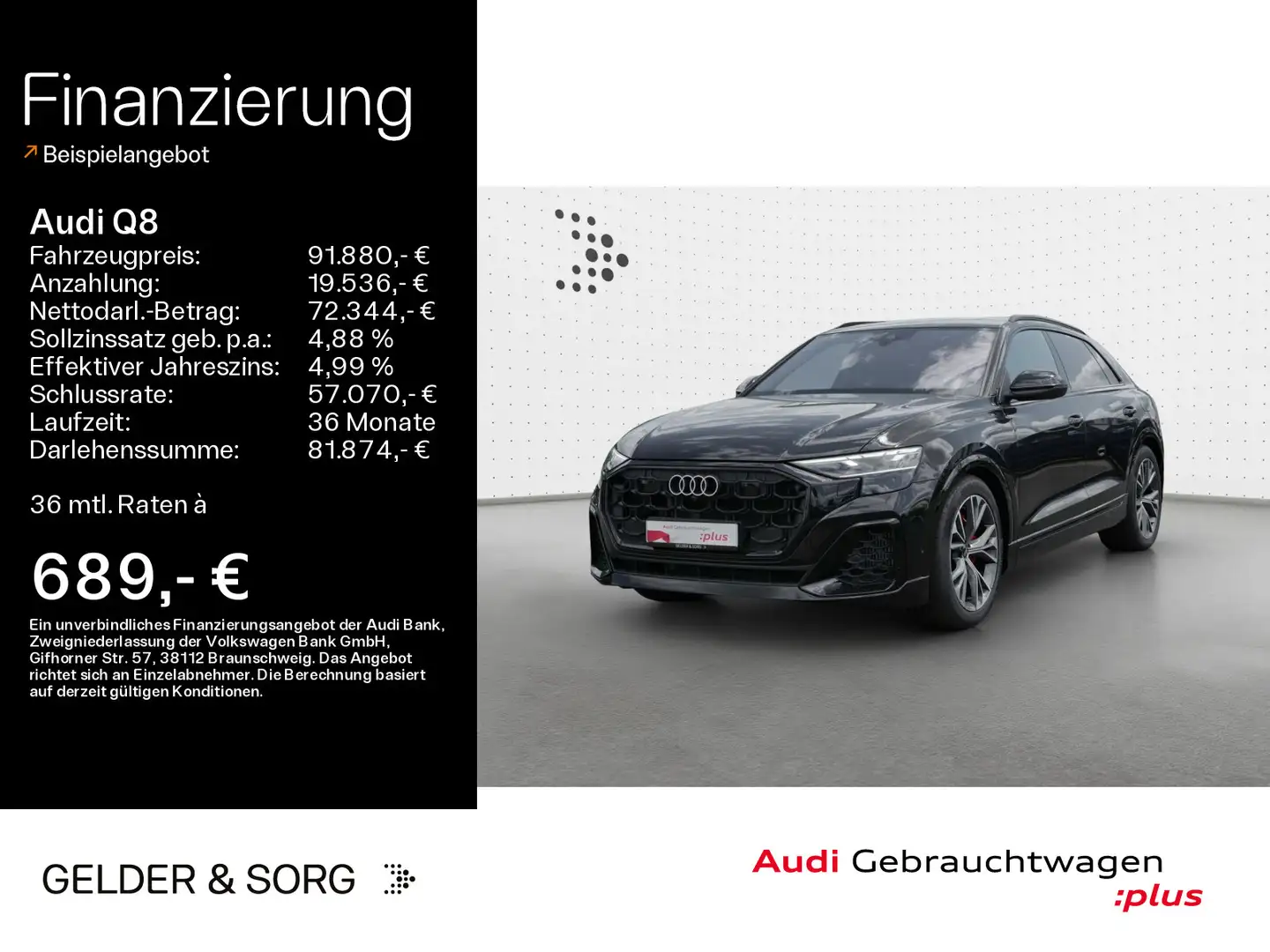 Audi Q8 60 TFSI e quattro Allradlenkung*B&O*HuD*Pano Negro - 1