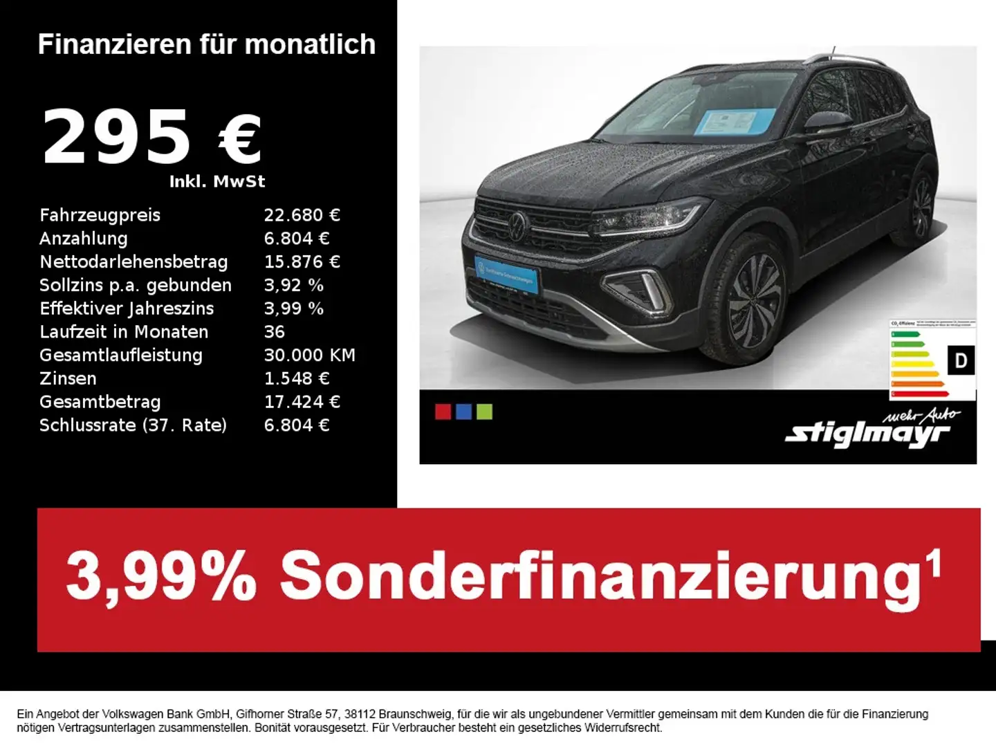 Volkswagen T-Cross Style 1.0TSI DSG IQ-LIGHT+NAV+MATRIX LED Zwart - 1