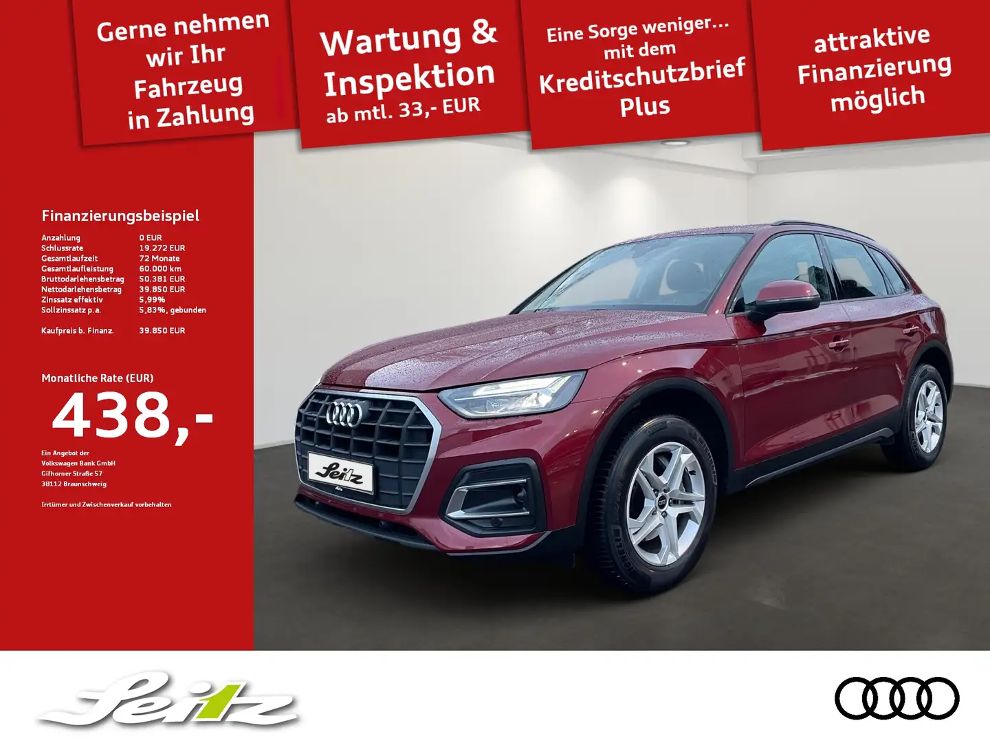 Audi Q5 40 TDI quattro *AHK*KAMERA*NAVI*LED* Rouge - 1