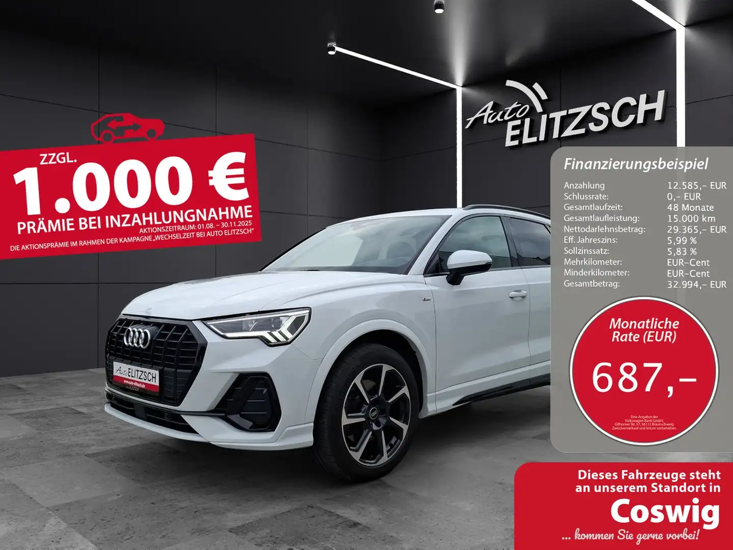 Audi Q3 40 TDI quattro S-line S-tronic LED AHK Navi AVC... Weiß - 1
