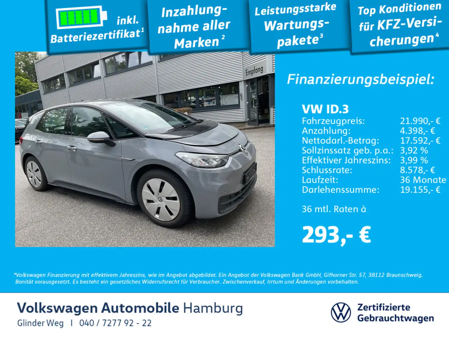 Volkswagen ID.3 Pro DSG AppConnect Einparkhilfe Navi Gris - 1