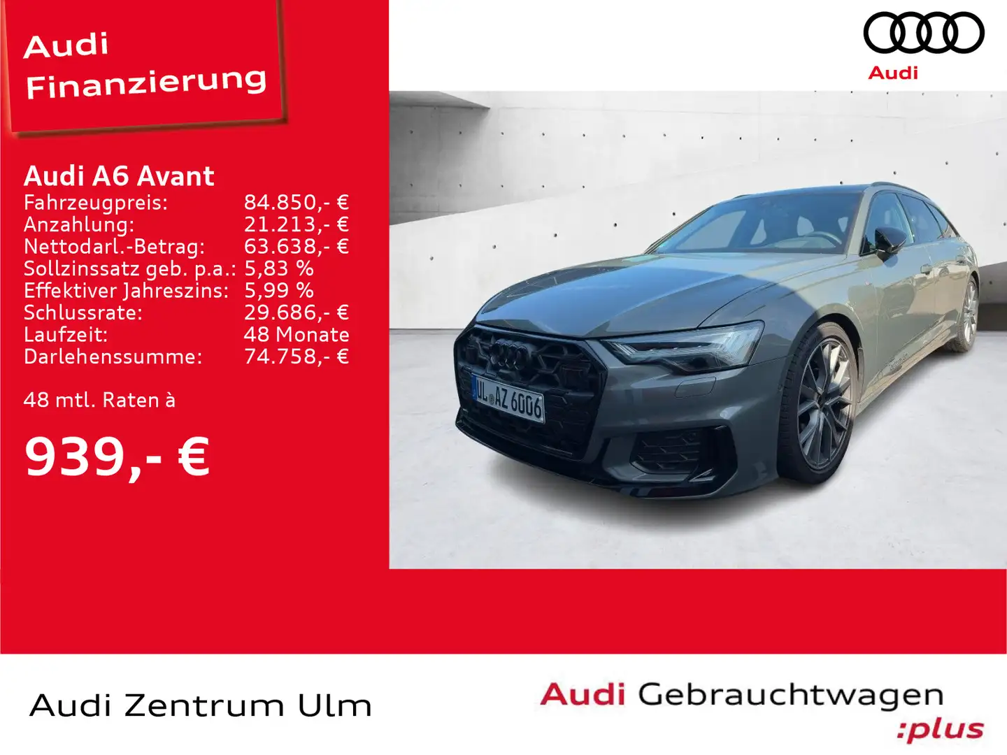 Audi A6 S line 45 TDI quattro S tronic AHK PANO Grau - 1
