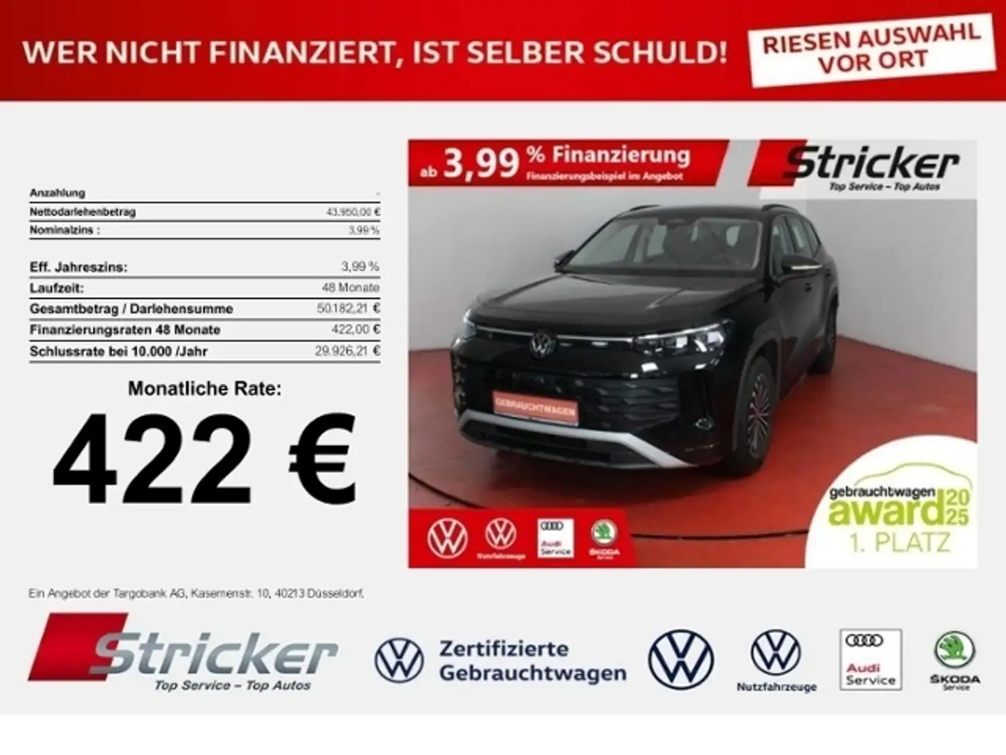 Volkswagen Tayron Life 2.0TDI DSG 4M 422,-ohne Anzahlung AHK 7-Sitz Schwarz - 1
