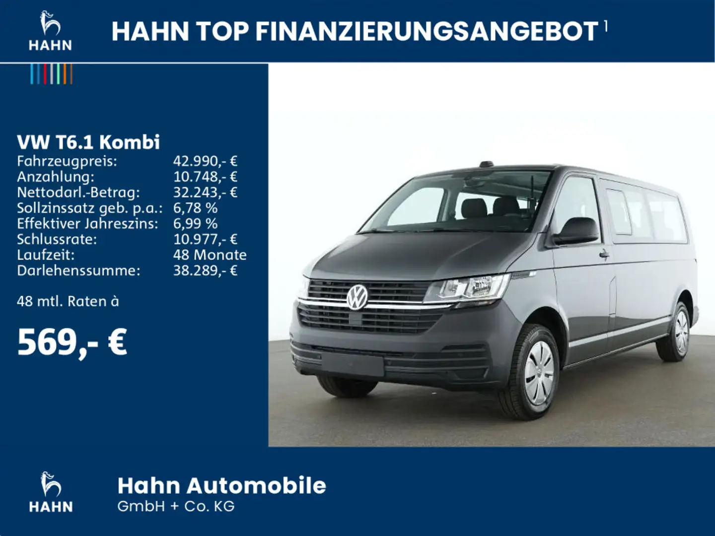 Volkswagen T6.1 Kombi LR 2,0TDI 110kW DSG 2xKlima  EPH AHK Grau - 2