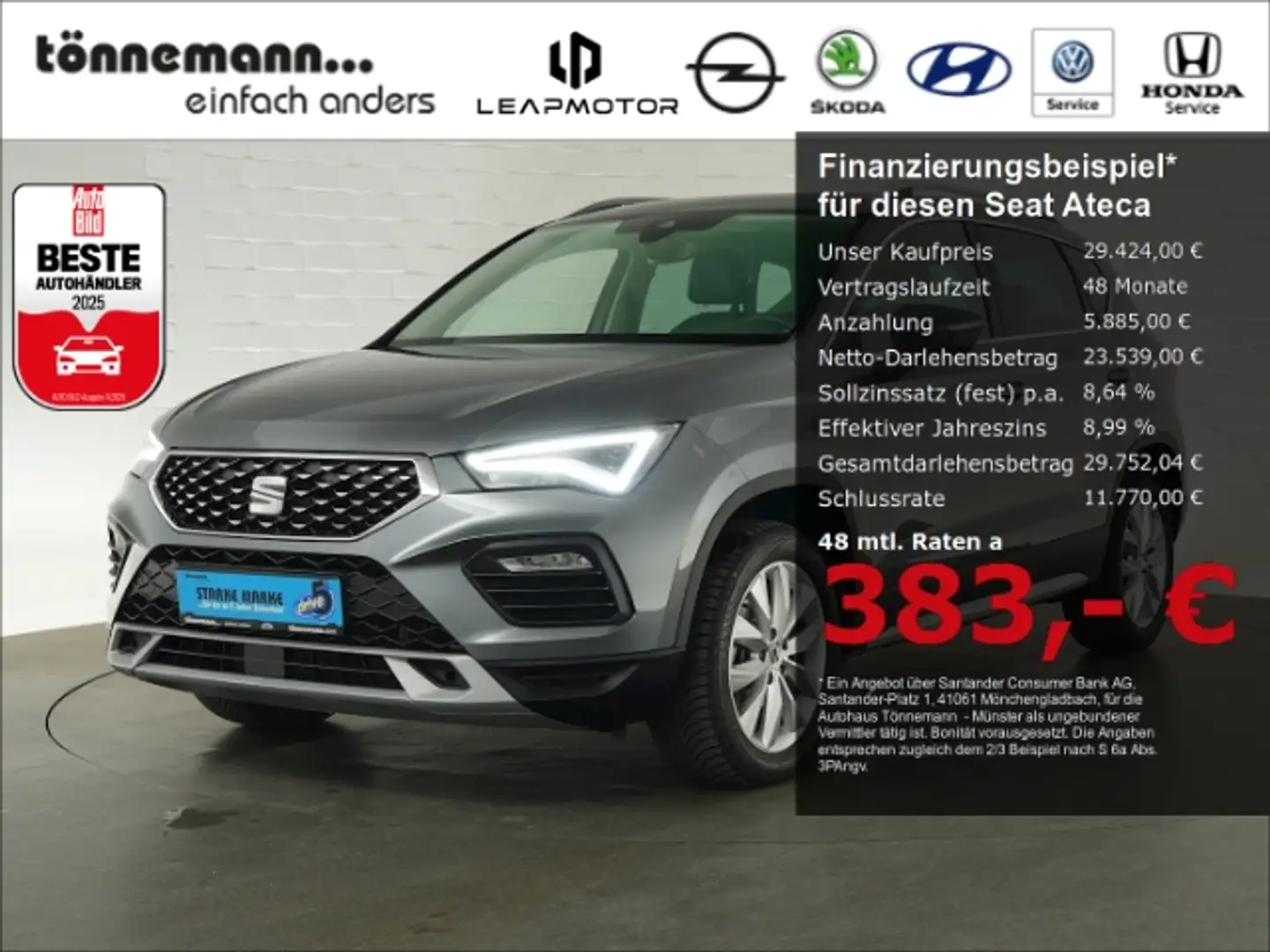 SEAT Ateca XPERIENCE DSG+NAVI+ACC+KEYLESS+RÜCKFAHRKAMERA+SITZ Gris - 1