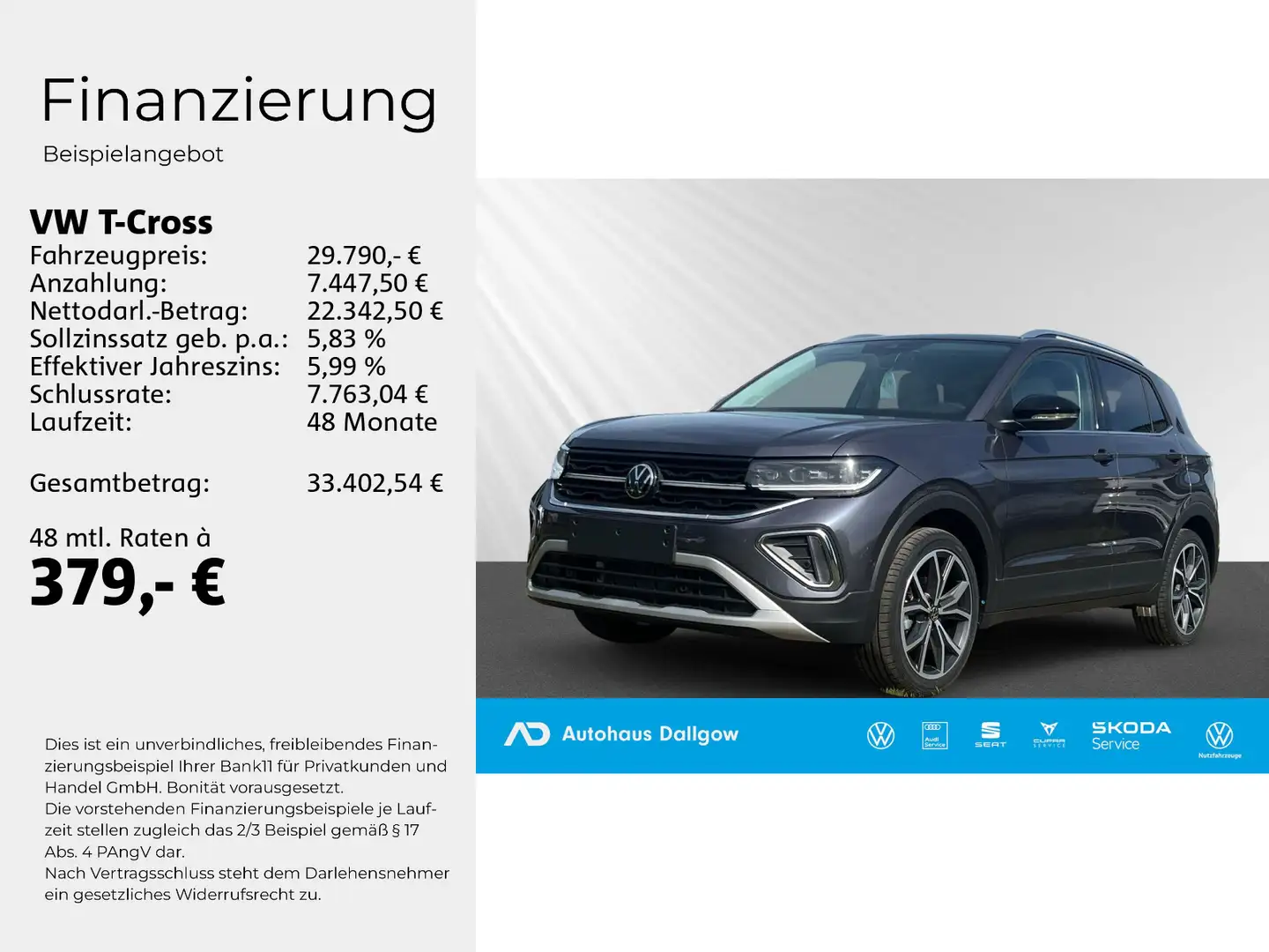Volkswagen T-Cross Style AHK/IQDRIVE/Navi/RearView/Assistet Grau - 2