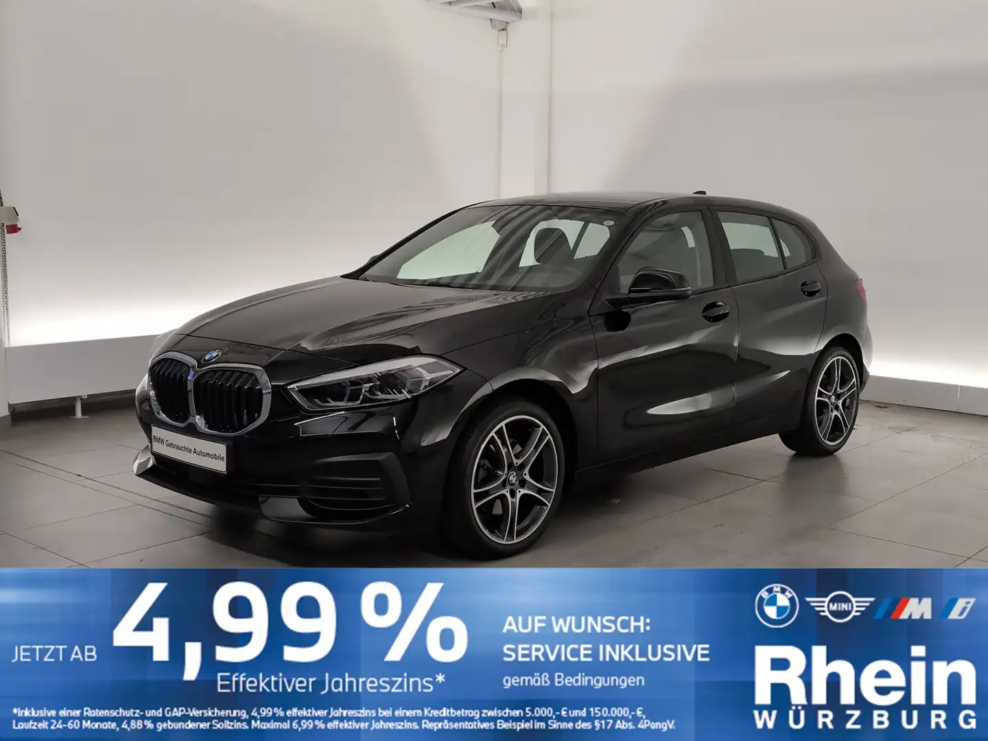 BMW 118 i Advantage Navi/LED/AHK/PDCvo+hi/SHZ/MFL/DAB Navi Schwarz - 1