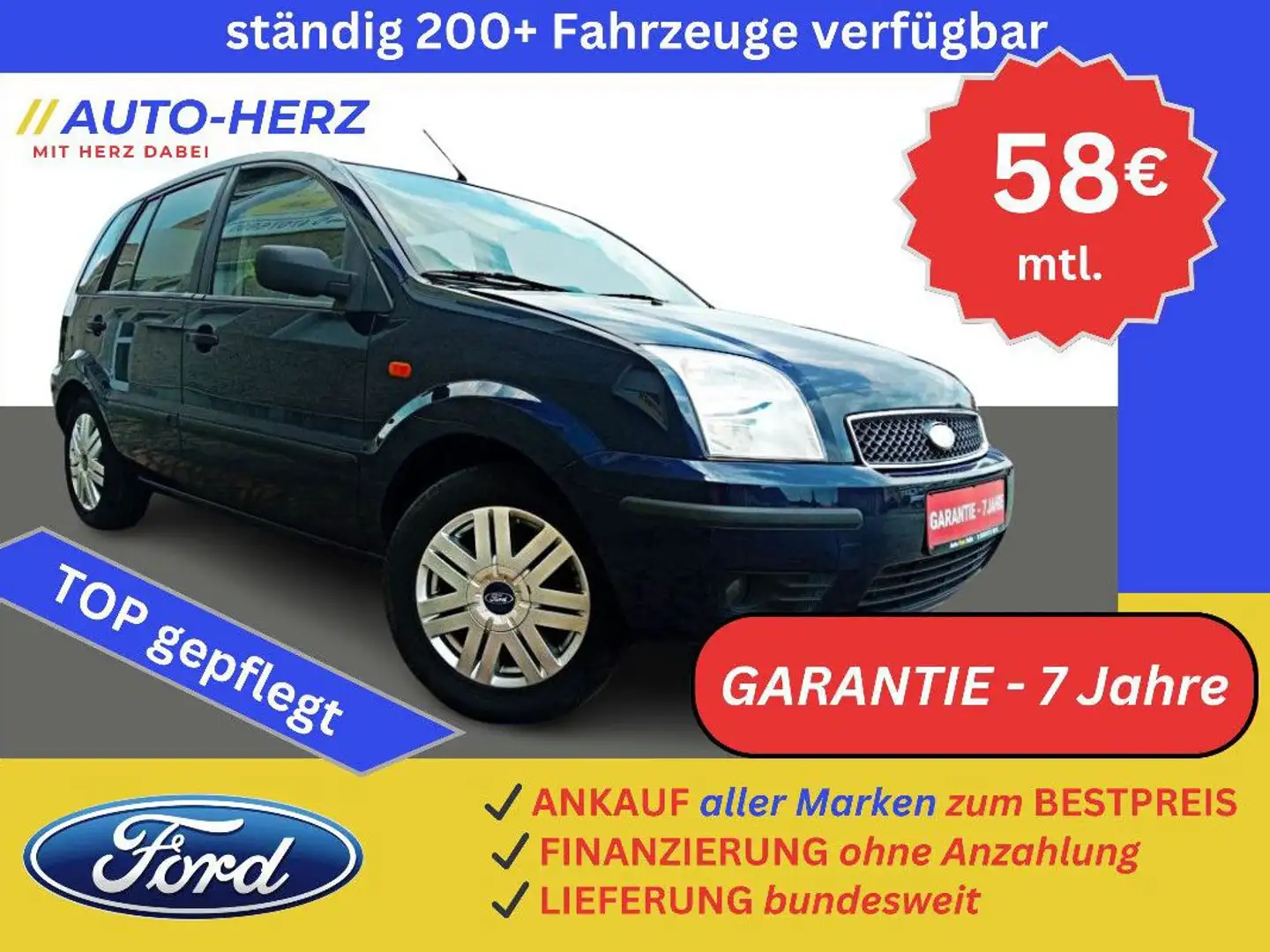 Ford Fusion 5-Trg+AUTOMATIK+Klima+PDC+Navi+CarPlay Blau - 1