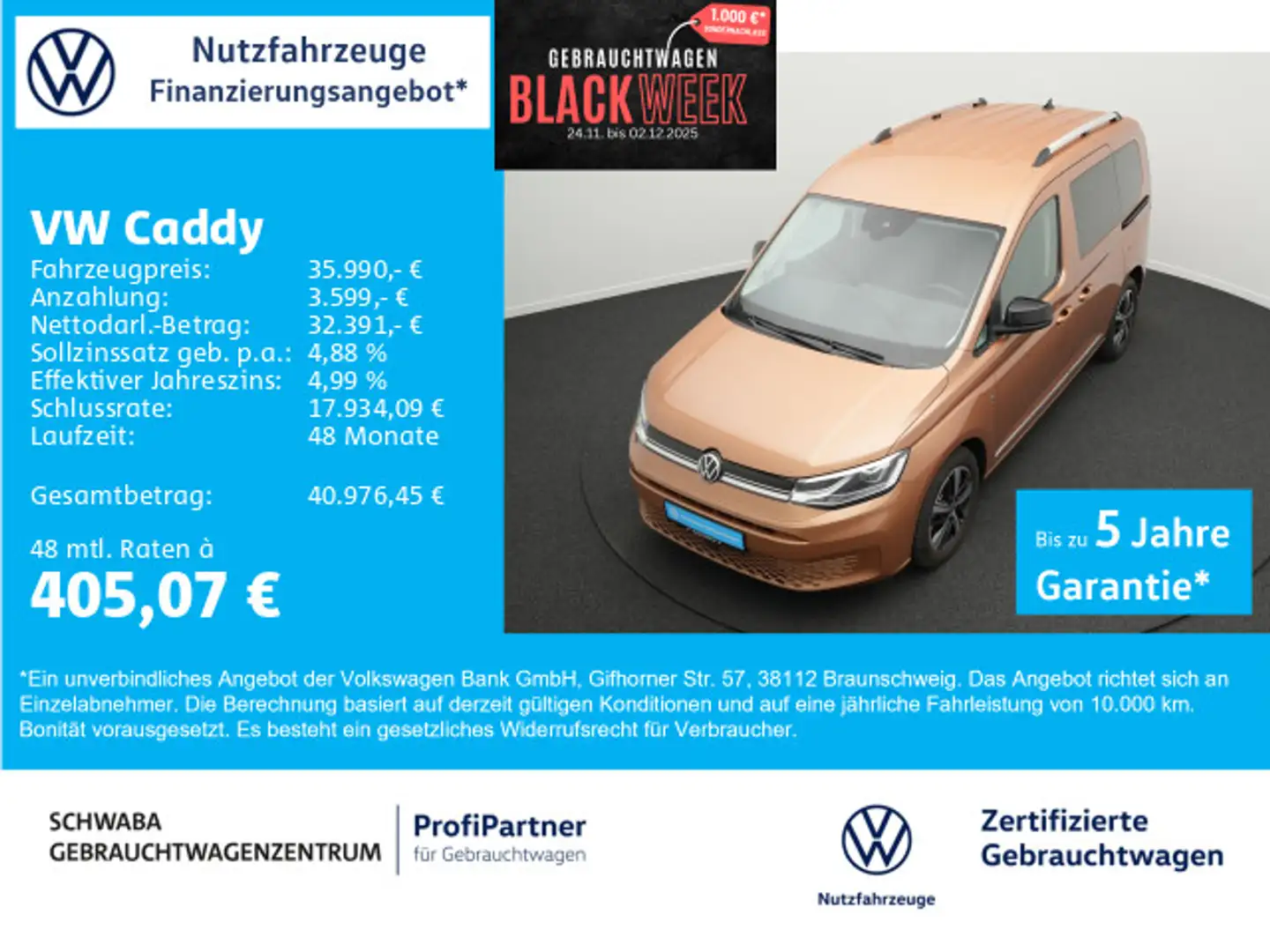 Volkswagen Caddy Style 2.0 TDI DSG *LED*VIRTUAL*KAM*17"* Braun - 1