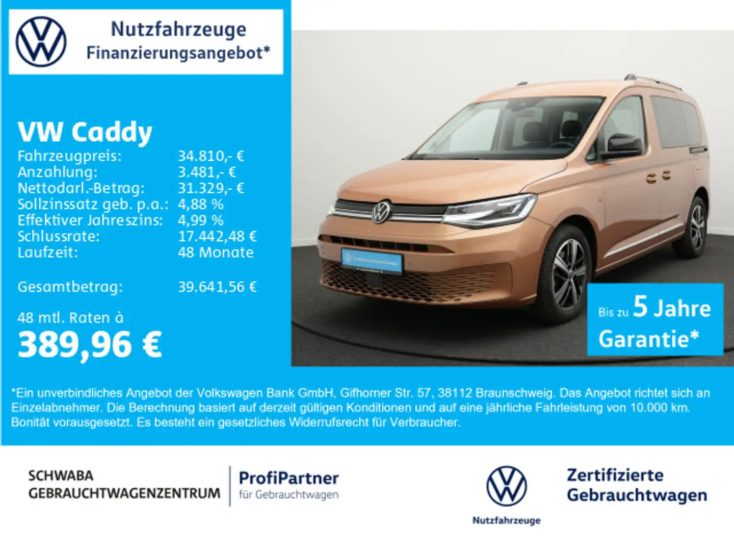 Volkswagen Caddy Style 2.0 TDI DSG *LED*VIRTUAL*KAM*17"* Braun - 1