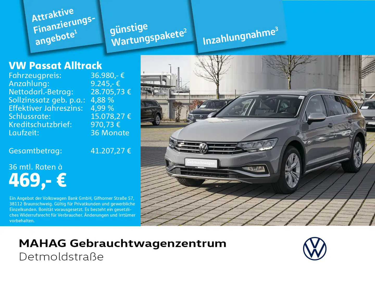 Volkswagen Passat Alltrack 2.0 TDI 4Mot AHK LED+ Navi ParkP Gri - 1