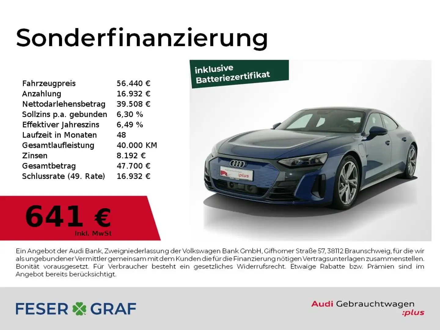 Audi e-tron GT Luft/air,HUD,B&O,Kameras,Leder,Navi Albastru - 1