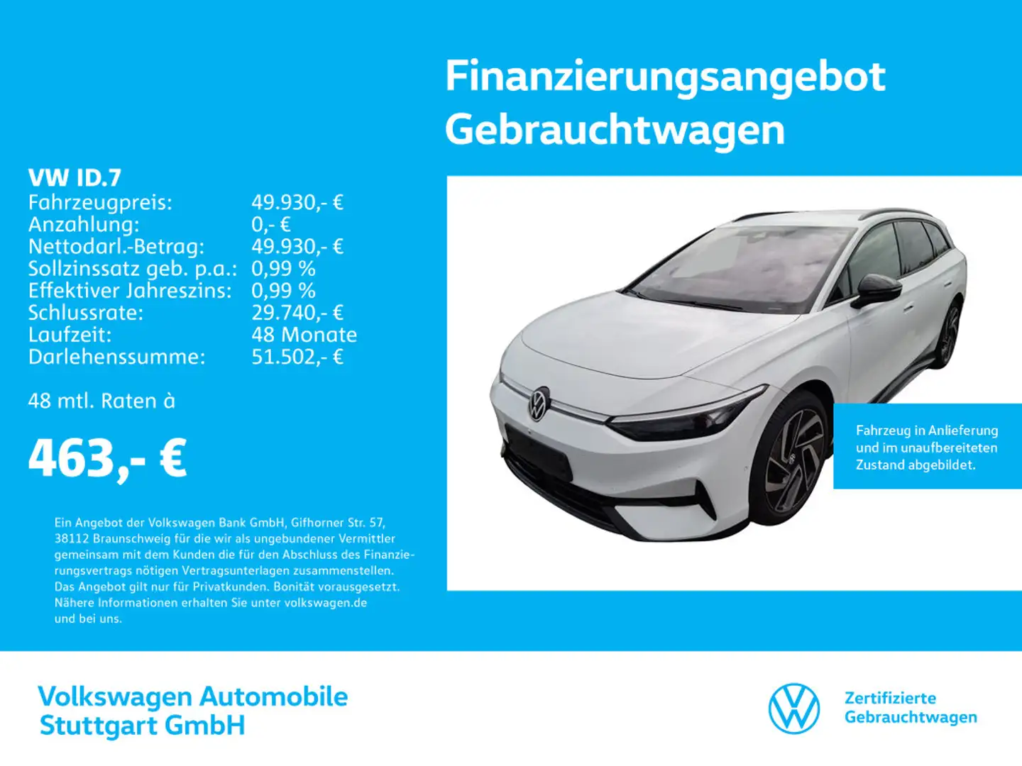 Volkswagen ID.7 Tourer Navi Kamera LED AHK ACC SHZ Weiß - 1