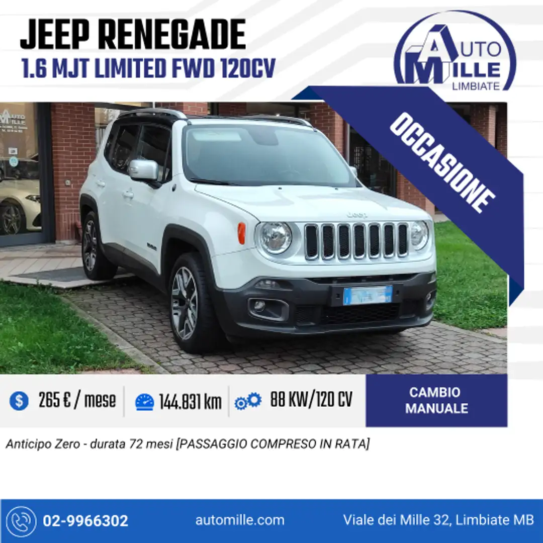 Jeep Renegade 1.6 mjt Limited fwd 120cv Fehér - 1