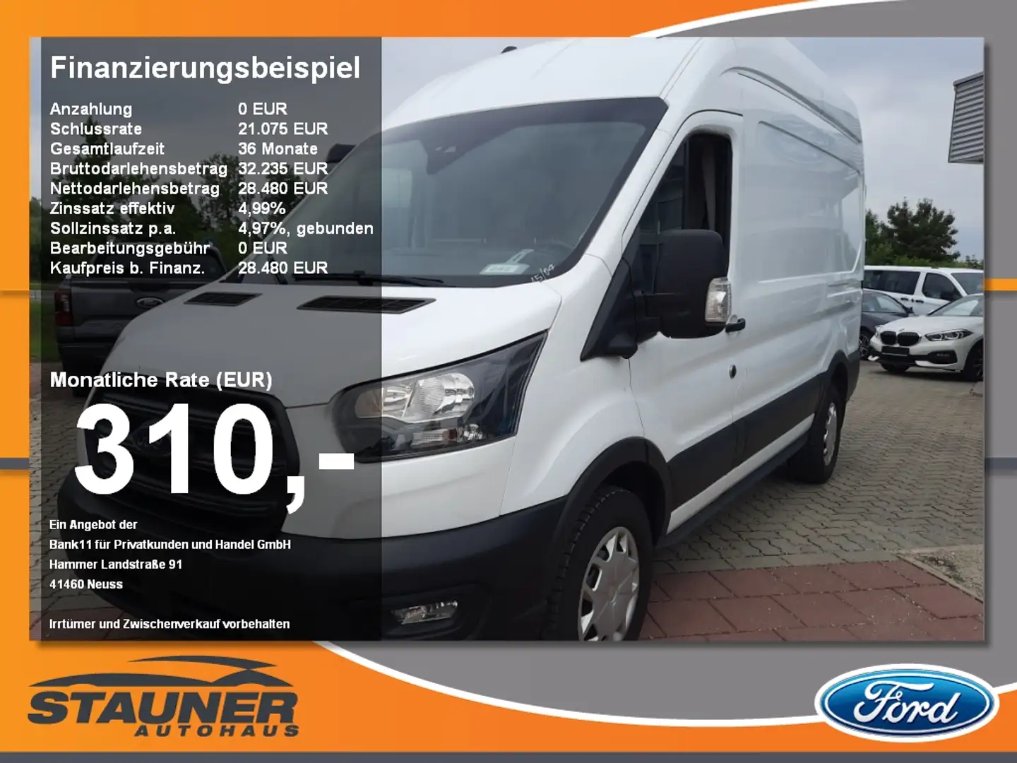Ford Transit Kasten 2.0 TDCi 330 L2H3 Trend Navi Kame Weiß - 1