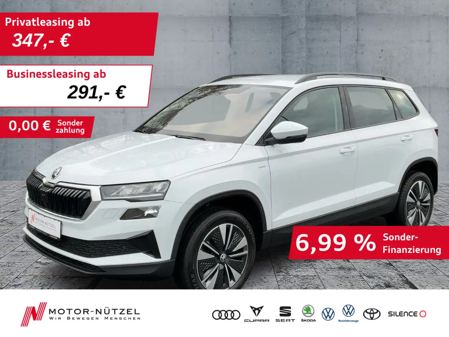Skoda Karoq 2.0 TDI TOUR LED+ACC+AHK+NAV+2xSHZ+RFK+17" Weiß - 1
