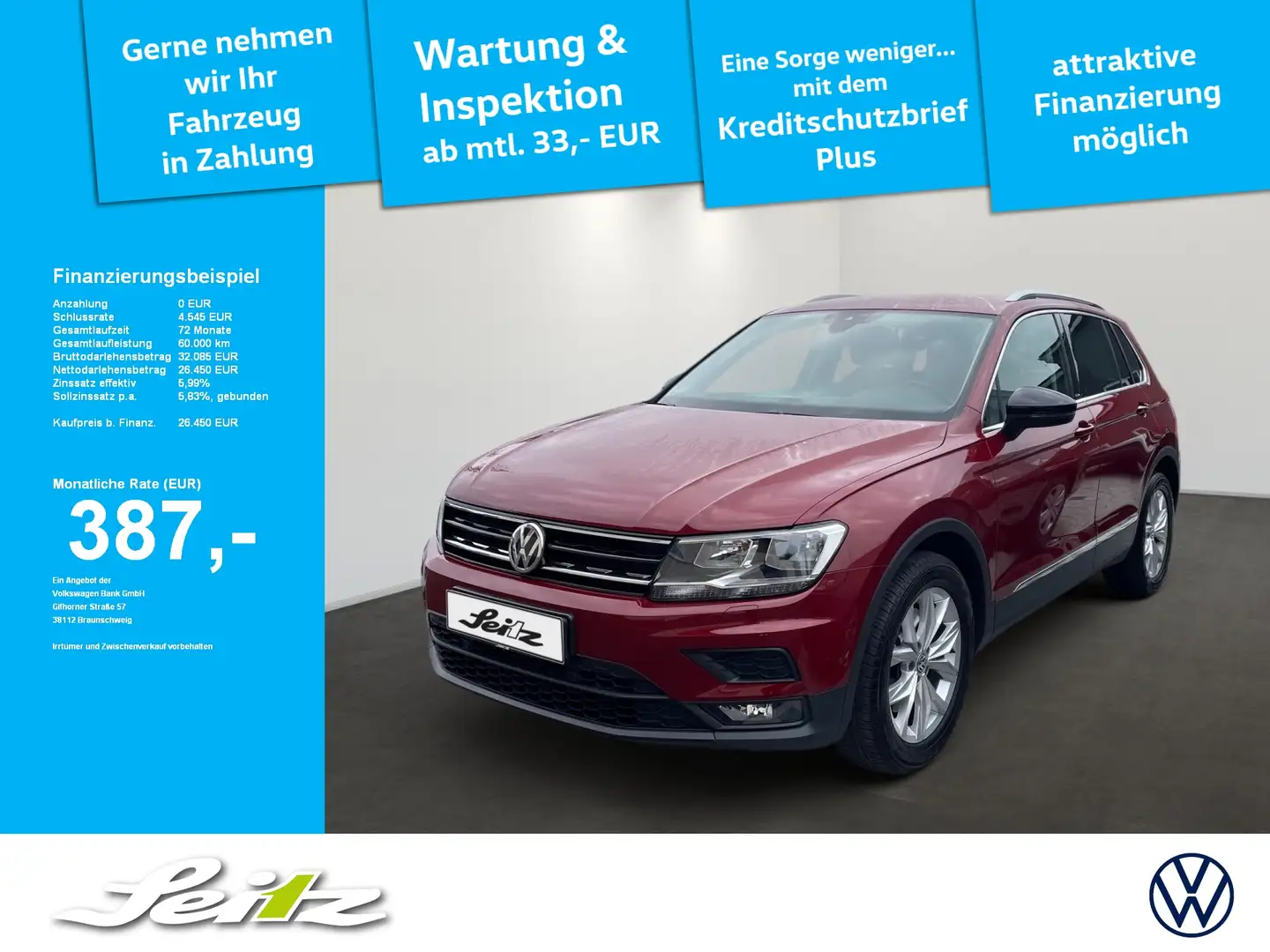 Volkswagen Tiguan 2.0 TSI 4-Motion IQ.DRIVE *AHK*KAMERA*NAVI* Rood - 1