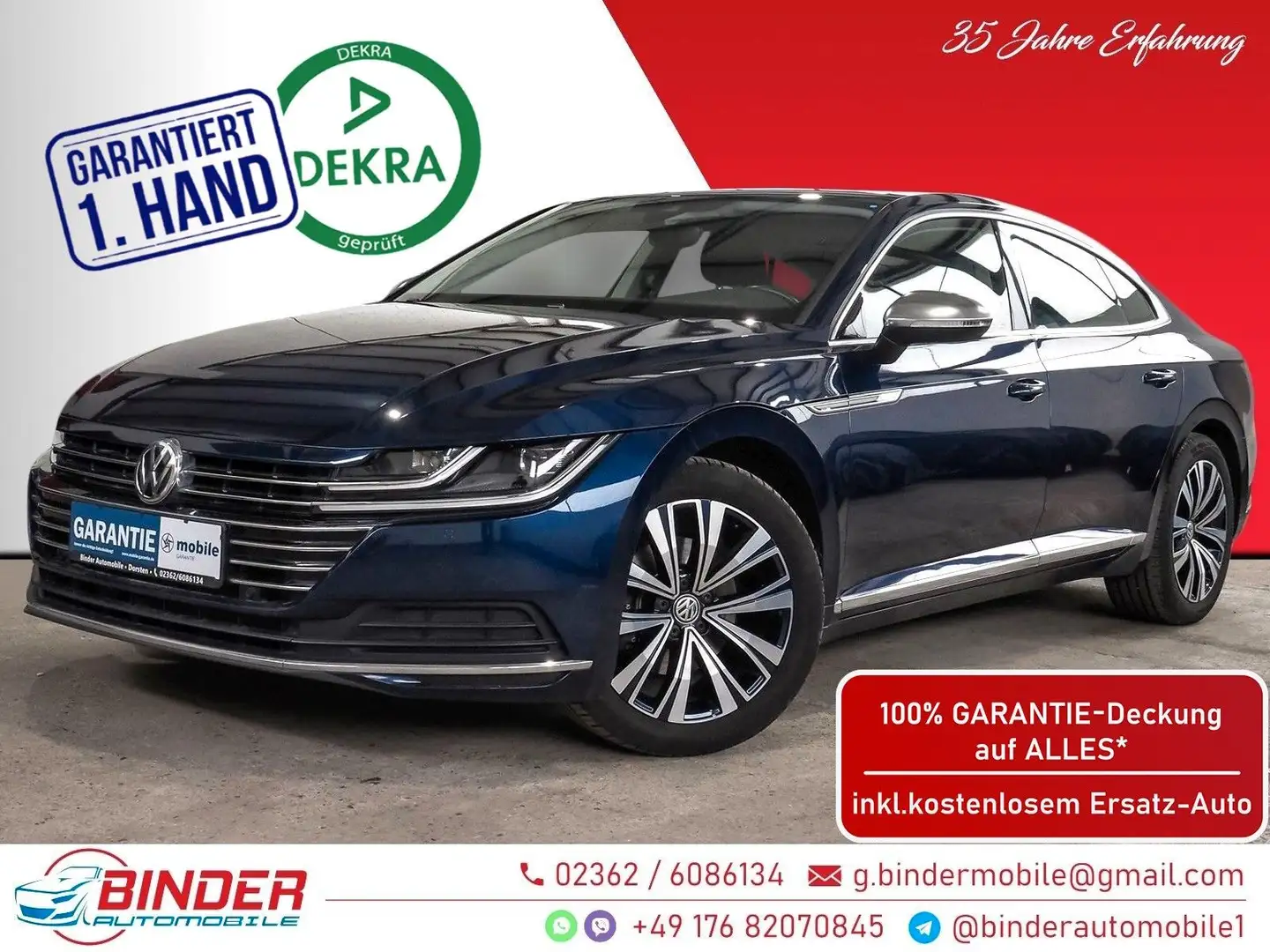 Volkswagen Arteon Elegance 4Motion*8 x ALU*VOLLE GARANTIE* Blau - 1