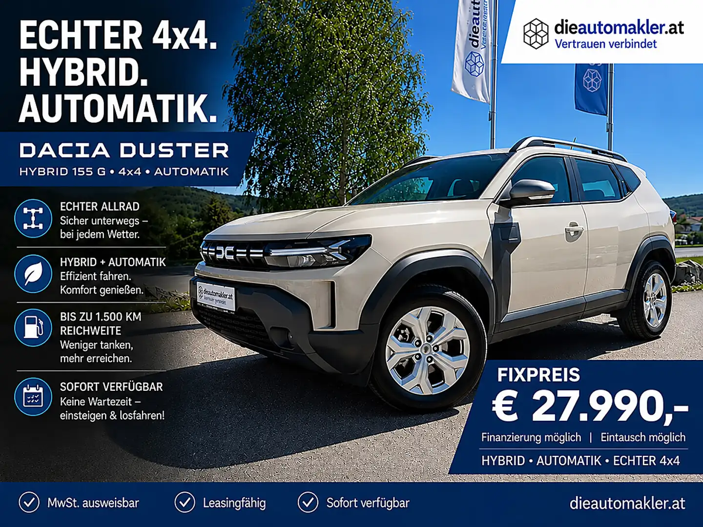 Dacia Duster ECHTER 4x4. HYBRID. AUTOMATIK. | FIXPREIS € 27.... Beige - 1