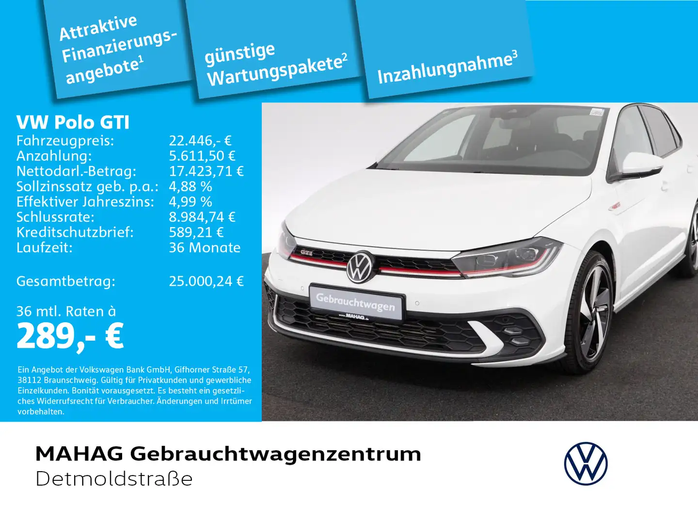 Volkswagen Polo GTI 2,0 l TSI OPF 152 kW (207 PS) 7-Gang-Do Weiß - 1