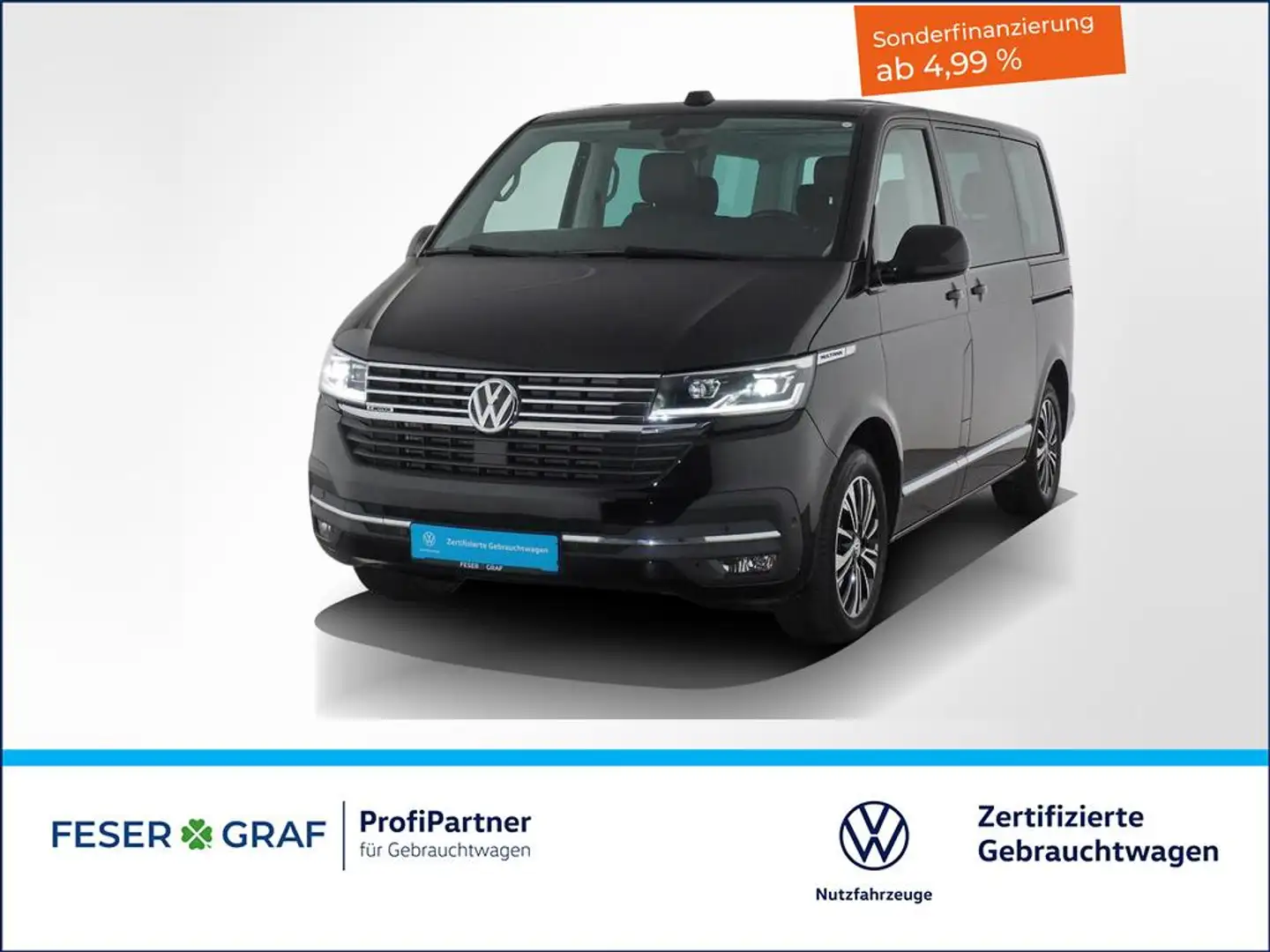Volkswagen T6.1 Multivan 6.1 TDI Highline 4x4 DSG AHK LED Kamera Zwart - 1