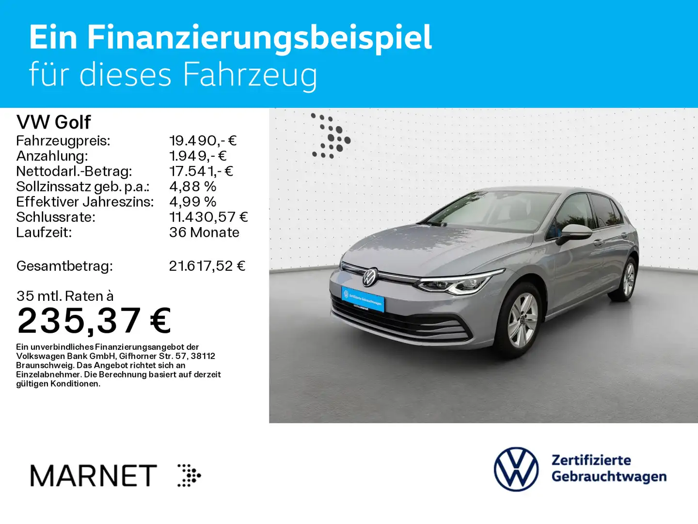 Volkswagen Golf VIII 1.5 TSI Life Navi*AHK*StHzg*Keyless*AC Gris - 2