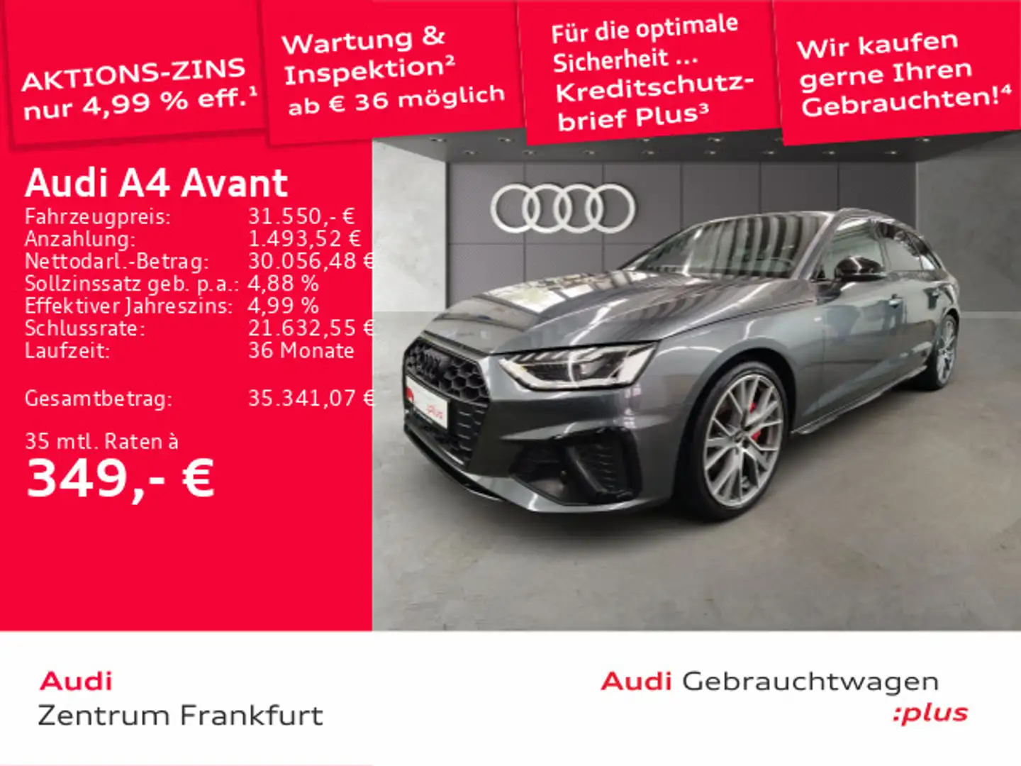 Audi A4 40 TFSI S tronic S line LED HuD 360° Ma Gelb - 1